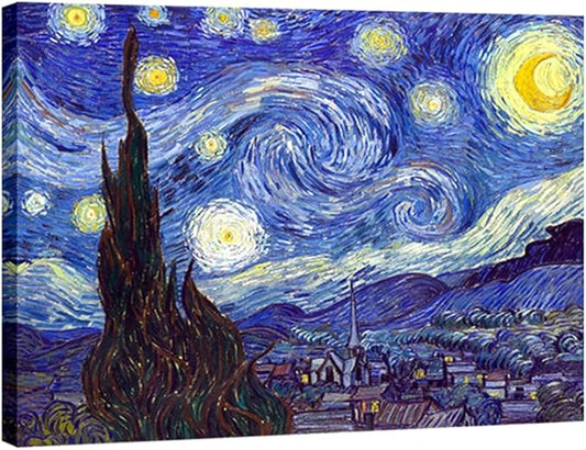 Wieco Art Starry Night Abstract Canvas Prints Wall Art of Van Gogh Famous Artwork Modern Gallery Wrapped Classic Sky Star Pictures Artwork for Living Room Home Office Decorations