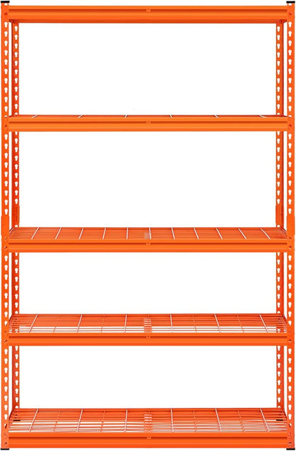 VEVOR Storage Shelves, 2500 lbs, 5 Tier Heavy Duty Garage Shelving, 18" D x 48" W x 72" H Adjustable Metal Shelves for Industrial Shelving Unit Utility Shelf, for Kitchen, Warehouse, Basement, Orange