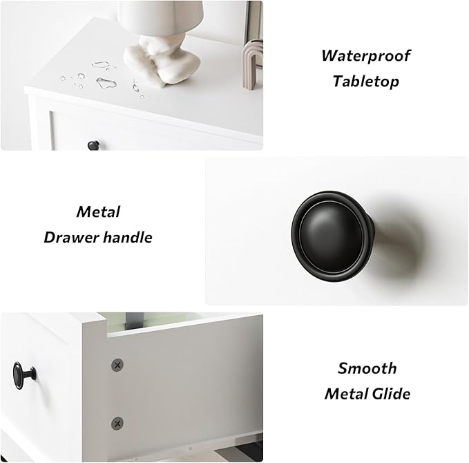6 Drawer Double Dresser for Bedroom, 55.1" Wide Dressers & Chests of Drawers with Large Capacity Storage,White Dresser for Bedroom,Hallway,White