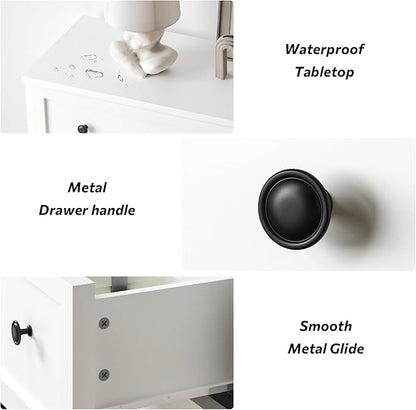 6 Drawer Double Dresser for Bedroom, 55.1" Wide Dressers & Chests of Drawers with Large Capacity Storage,White Dresser for Bedroom,Hallway,White