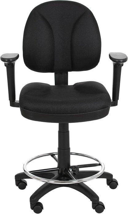 OEF Furnishings Comfort Office Stool with Arm Rests, 24.5"-34.5" Height