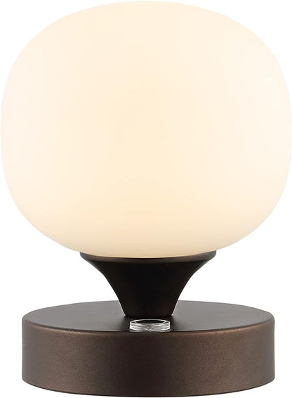 JONATHAN Y JYL7111B Eli 8" Modern Minimalist Iron Rechargeable Integrated LED Table Lamp Contemporary Bedside Desk Nightstand Lamp for Bedroom Living Room Office, Nickel/White