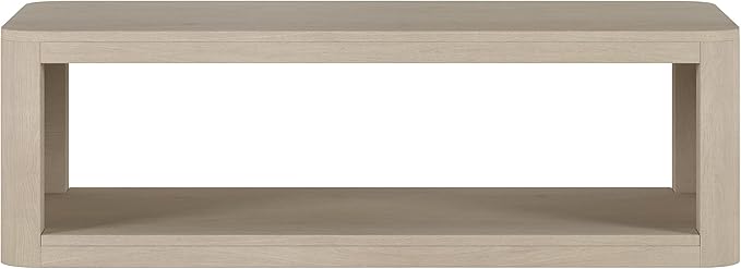 Henn&Hart 47" Rectangular Low-Profile Coffee Table with Open Storage Shelf for Living Room, Family Room, or Office, Alder White