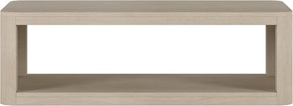 Henn&Hart 47" Rectangular Low-Profile Coffee Table with Open Storage Shelf for Living Room, Family Room, or Office, Alder White