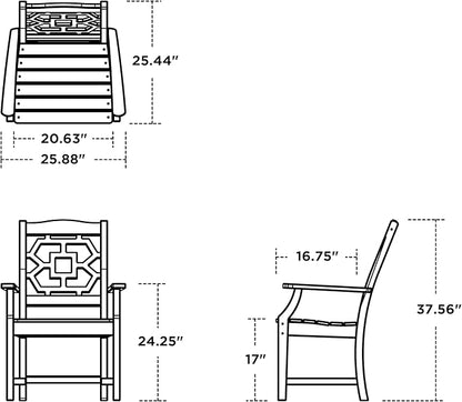 Martha Stewart by POLYWOOD® Chinoiserie Dining Arm Chair in Green