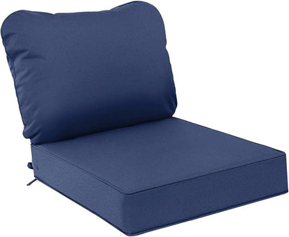 AAAAAcessories Outdoor Deep Seat Cushions, Waterproof, Fade-Resistant Patio Furniture Replacement Cushions, 23.5" x 25.5" x 5" + 23.5" x 19", Navy Blue