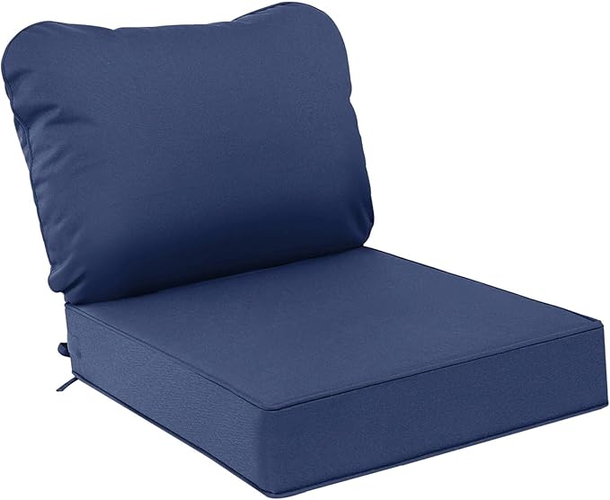 AAAAAcessories Outdoor Deep Seat Cushions, Waterproof, Fade-Resistant Patio Furniture Replacement Cushions, 24" x 24" x 5", Navy Blue