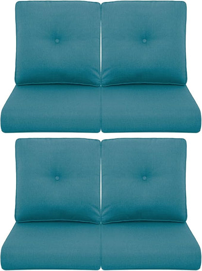 Patio Chair Cushions 4 Packs - Outside High Back Thick Water-Resistant Cushion 22x24 with Zipper Cover for Outdoor Glider Rocking Chairs Loveseat Couch – Peacock Green/Buckle
