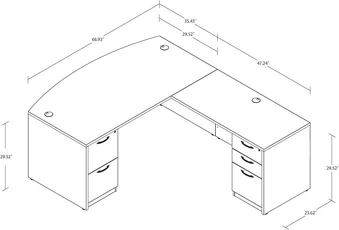 GINO Collection, 67" W L Shape Executive Office Desk with Two File Cabint - Right Return (Lime)