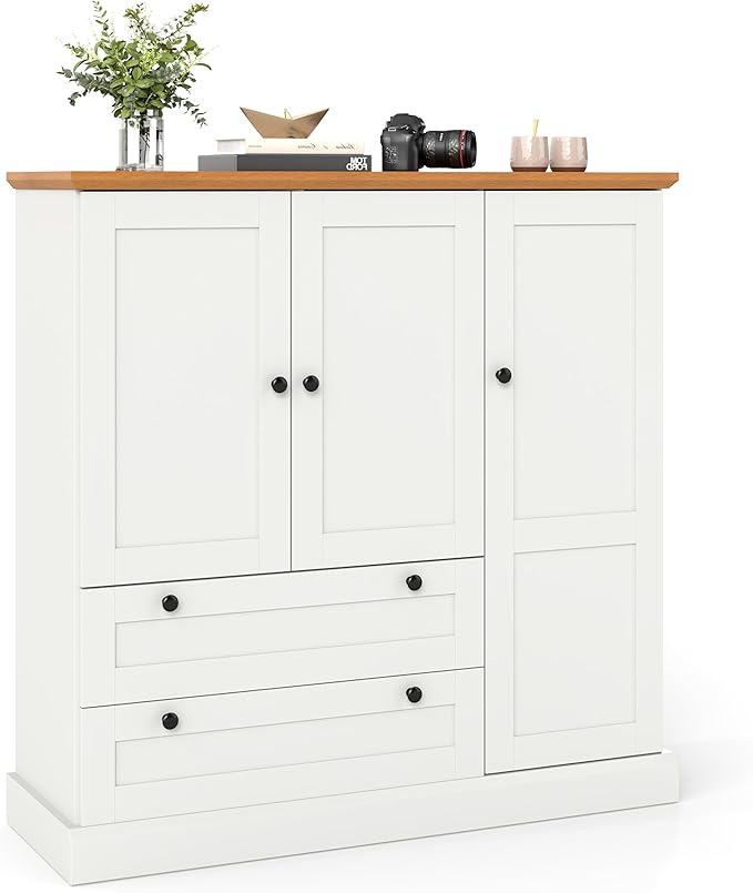 Giantex Buffet Cabinet with Storage, 47.5" Modern Kitchen Sideboard w/3 Doors, 2 Large Drawers, Removable Shelf, Accent Furniture for Coffee Bar Dining Living Room Entryway