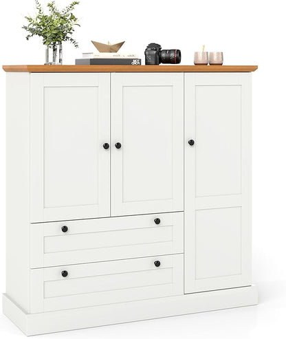 Giantex Buffet Cabinet with Storage, 47.5" Modern Kitchen Sideboard w/3 Doors, 2 Large Drawers, Removable Shelf, Accent Furniture for Coffee Bar Dining Living Room Entryway