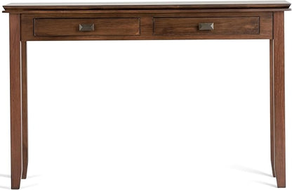 SIMPLIHOME Artisan Console Table - 46 Inch Wide Solid Wood Sofa Table in Russet Brown, Transitional Storage Table for Entryway or Living Room with 2 Drawers and Clean Angle-Edged Top