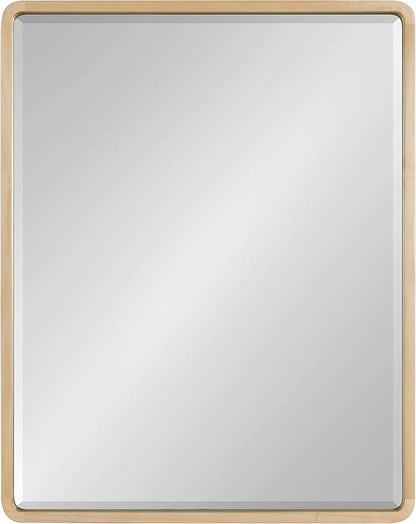 Kate and Laurel McLean Modern Wood Round Rectangle Wall Mirror for Mid-Century Home Décor, 24x30, Natural