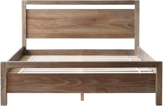 Grain Wood Furniture Loft Queen Size Solid Wood Bed, Weathered Pine