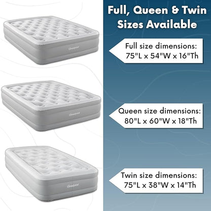 Beautyrest Skyrise Full Size Air Mattress with Coil Beam Construction, Edge Support with External Pump and Puncture Resistant Vinyl for Guests and Camping