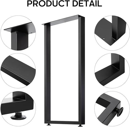 36 Inch Metal Bar Table Legs for Desk, Dining Table with Adjustable Feet Pads,Home DIY Furniture Legs，Black Set of 2(W18”*H36”).