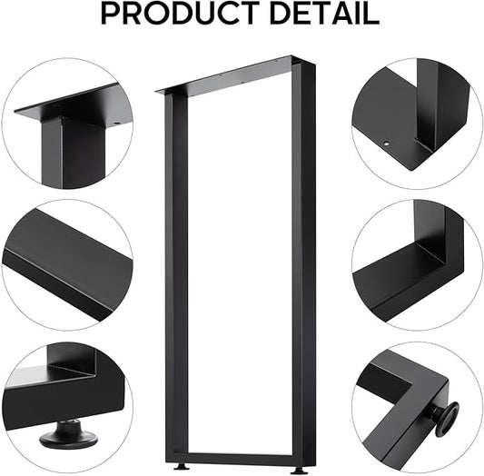 36 Inch Metal Bar Table Legs for Desk, Dining Table with Adjustable Feet Pads,Home DIY Furniture Legs，Black Set of 2(W18”*H36”).