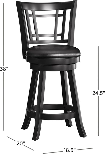 Hillsdale Fairfox 24.5" Wood Swivel Counter Height Stool, Black