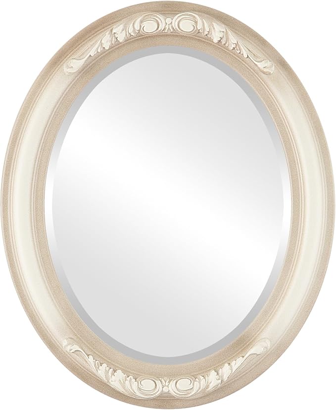 OVALCREST Oval Beveled Wall Mirror for Home Decor - Florence Style - Taupe - 28" x 24"