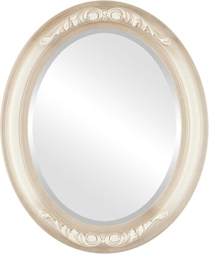 OVALCREST Oval Beveled Wall Mirror for Home Decor - Florence Style - Taupe - 28" x 22"