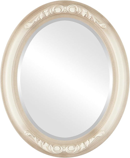 OVALCREST Oval Beveled Wall Mirror for Home Decor - Florence Style - Taupe - 34" x 28"