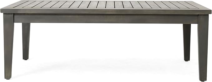 Christopher Knight Home Outdoor Acacia Wood Patio Set, 4-Pieces Patio Conversation Set, Outdoor Furniture with Coffee Table, Patio Deep Seating with Cushion, Porch Chairs for Garden, Grey+Beige
