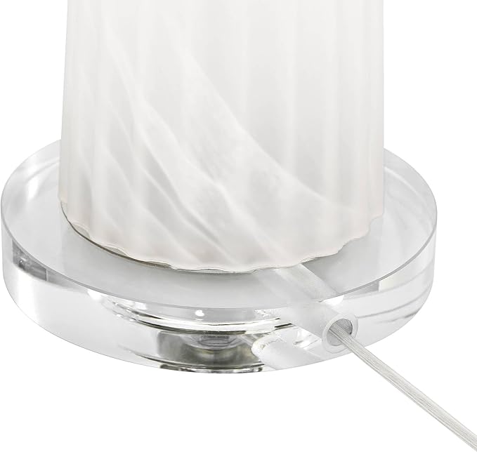 Possini Euro Design Regina 33" Tall Large Modern Glam End Table Lamp 2-Light Pull Chain White Finish Glass Single Fabric White Shade Living Room Bedroom Bedside Nightstand House Office Home Reading