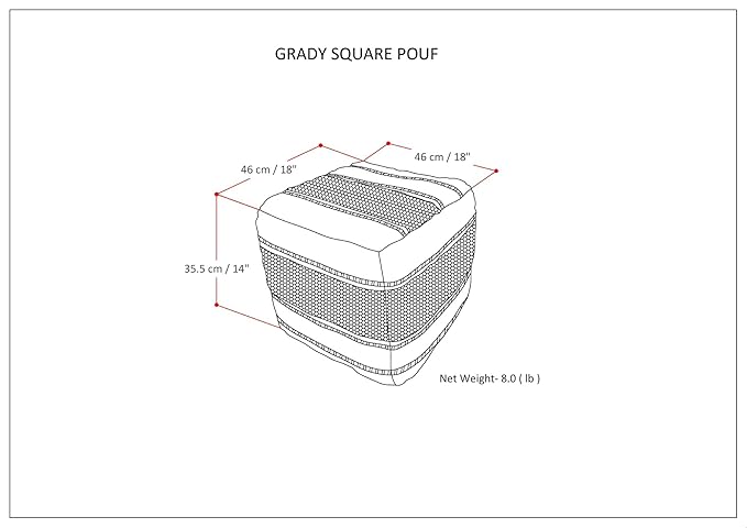 SIMPLIHOME Grady Contemporary Square Pouf in Earth Tone Brown Handloom Woven for the Living Room, Bedroom and Kids Room