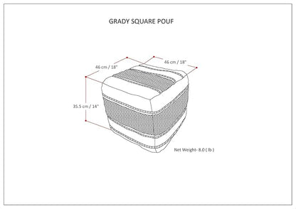 SIMPLIHOME Grady Contemporary Square Pouf in Earth Tone Brown Handloom Woven for the Living Room, Bedroom and Kids Room