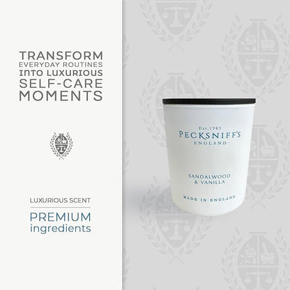 Pecksniff's Sandalwood & Vanilla Luxury Scented Candle | 1 Wick, 100 g/3.5 oz