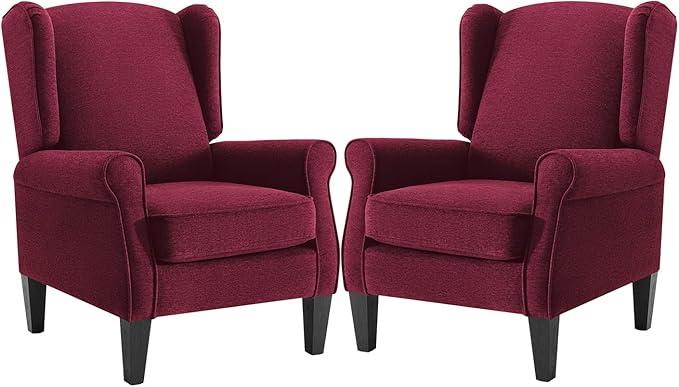 Accent Chair for Living Room Set of 2, High Back Reading Armchairs with Removable Seat Cushion, Mid-Century Single Couch in Fabric, Modern Ergonomic Wingback Chair for Bedroom,Club, Balcony