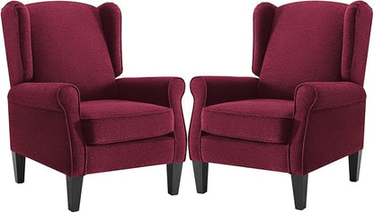 Accent Chair for Living Room Set of 2, High Back Reading Armchairs with Removable Seat Cushion, Mid-Century Single Couch in Fabric, Modern Ergonomic Wingback Chair for Bedroom,Club, Balcony