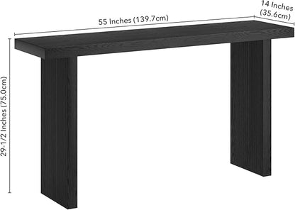 Henn&Hart 55'' Wooden Rectangular Fluted Console Table Entryway Table, Sofa Table for Entryway, Living Room, Couch, Hallway, or Office, Black Grain