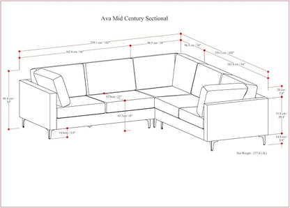 SIMPLIHOME Ava Corner Sectional Sofa in 100% Recycled Polyester Tightly Woven Performance Fabric, Pebble Grey, 102-inches Wide, Handcrafted Mid-Century Modern Style L-Shaped Couch for Living Room