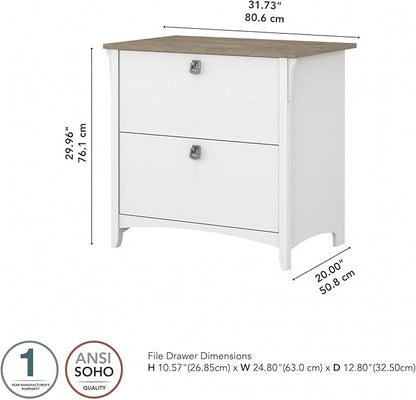 Bush Furniture Salinas 2 Drawer Lateral File Cabinet in Shiplap Gray and Pure White, Home Office Storage Solution, Organizer with Drawers for Workspace, Filing Unit