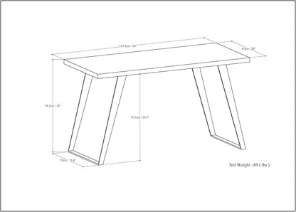 SIMPLIHOME Lowry SOLID WOOD and Metal Modern Industrial 54 inch Wide Home Office Desk, Writing Table, Workstation, Study Table Furniture in Distressed Charcoal Brown