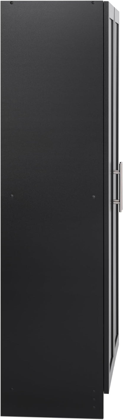Prepac Elite Accent Cabinet with Panel Doors, Black Storage Cabinet, Bathroom Storage, Pantry with 3 Shelves 16.75" D x 32" W x 65" H