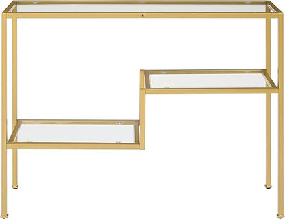 Crosley Furniture Sloane Sofa Console Table with Storage Shelves for Hall, Entryway, or Living Room, Gold