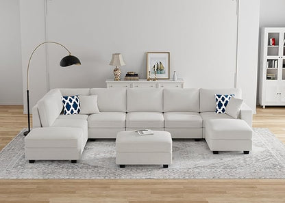 Legend Vansen Modular Sectional Sofa U Shaped Couch with Ottoman Modern Reversible Corner Sectional Couch for Living Room (Cream, U Shaped Sofa-4)