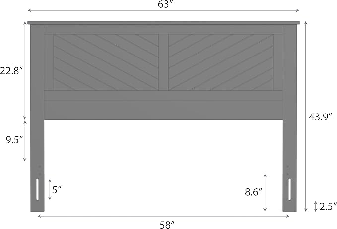 Serene Queen Size Wood Headboard Diagonal Panel Design in a Stained Pine Finish