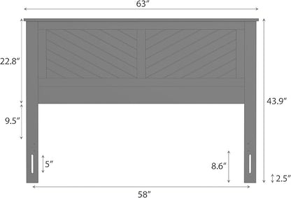 Serene Queen Size Wood Headboard Diagonal Panel Design in a Stained Walnut Finish