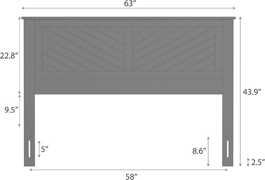 Serene Queen Size Wood Headboard Diagonal Panel Design in a Stained Walnut Finish