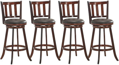 COSTWAY Bar Stools Set of 4, Counter Height Dining Chair, Fabric Upholstered 360 Degree Swivel, PVC Cushioned Seat, Perfect for Dining and Living Room (Height 29.5''-Set of 4)