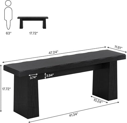 Tribesigns Wooden Dining Bench, 47-Inch Long Kitchen Bench with Sturdy Frame for Dining Room, Entryway, Living Room, Hallway, Easy Assembly (Black)