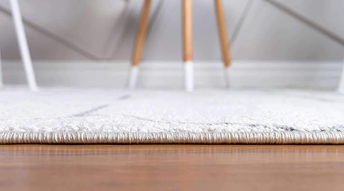 Unique Loom Trellis Frieze Collection Area Rug - Geometric (5' x 8' Oval, Ivory/ Gray)