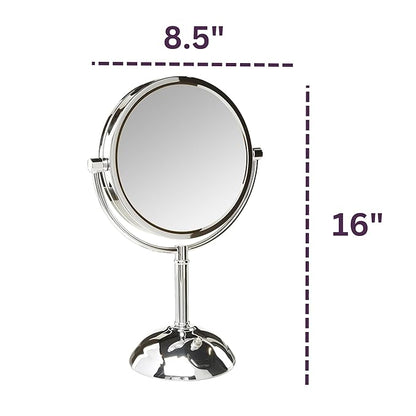 JERDON Lighted Makeup Mirror with Magnification - 1X and 8X Magnification - Chrome Finish - Model HL8808CL