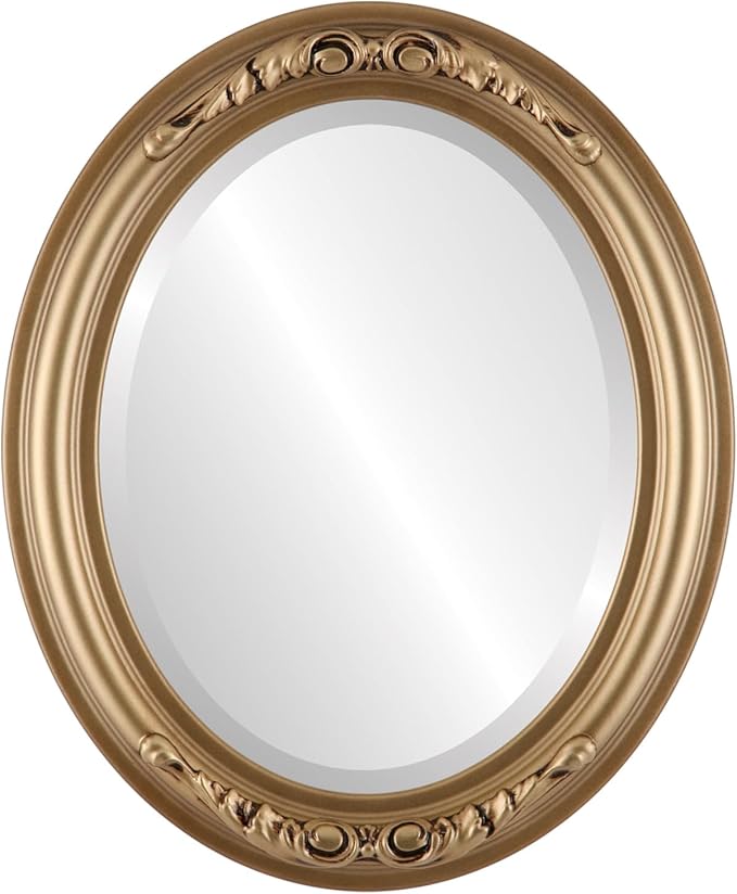 OVALCREST Oval Beveled Wall Mirror for Home Decor - Florence Style - Desert Gold - 40" x 28"