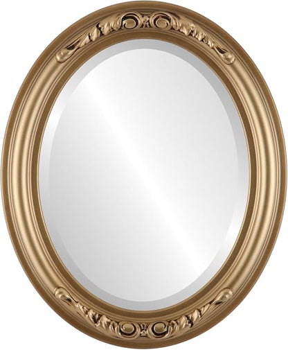 OVALCREST Oval Beveled Wall Mirror for Home Decor - Florence Style - Desert Gold - 40" x 28"