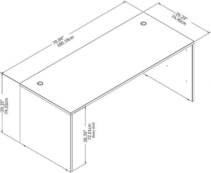 Bush Business Furniture Studio C 72W Computer Desk with Wire Management and Modesty Panel in Platinum Gray, Professional Table for Home Office and Corporate Office