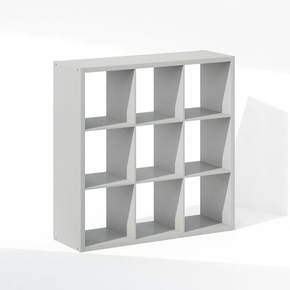Furinno Cubic Closet Organizers and Storage, 9-Cube Closet Organizer, Open Shelf Closet Storage, Extra Thick Frame for Wardrobe, Bedroom, Living Room, Light Grey